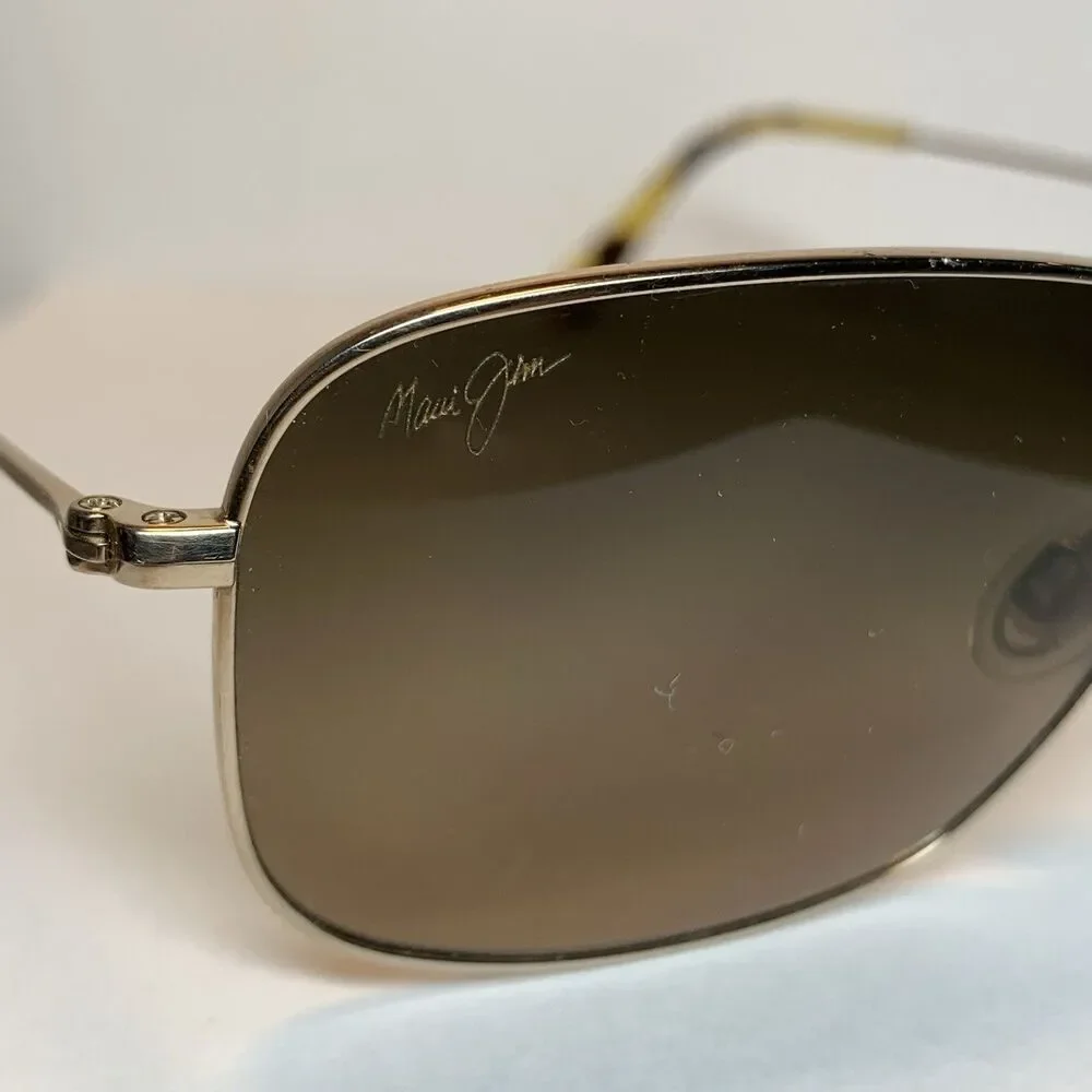 Maui Jim Wiki Wiki MJ246-16 Gold Neutral Smoky Polarized Lens Aviator Style READ